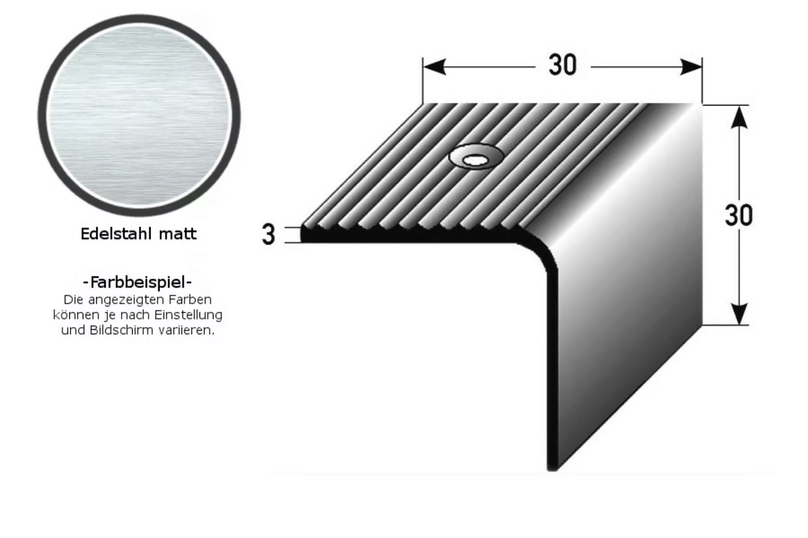 Treppenkante / Winkelprofil "Danbrook" (Größe 30 mm x 30 mm) aus Edelstahl günstig online kaufen