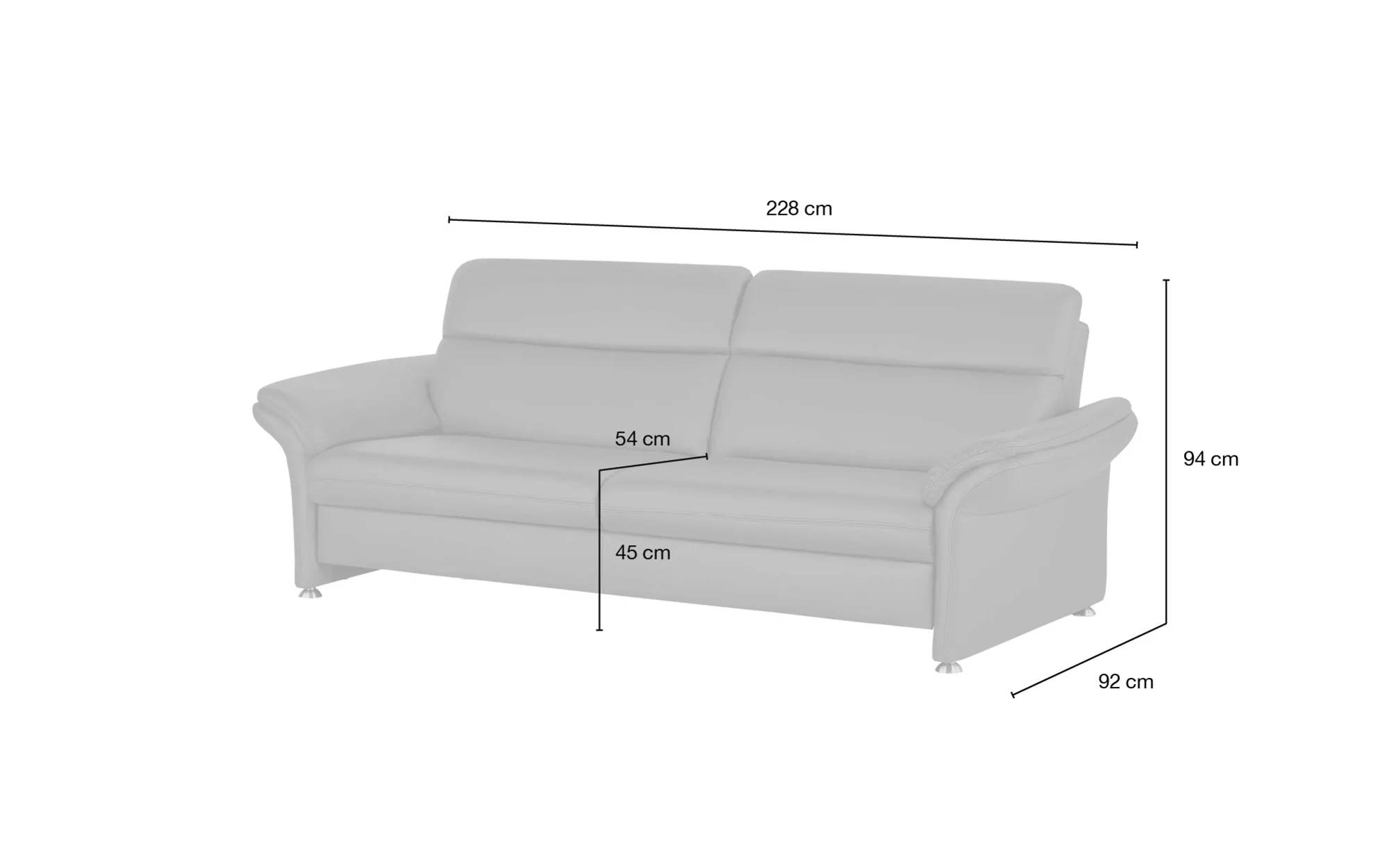 meinSofa Einzelsofa Leder Manon ¦ braun ¦ Maße (cm): B: 228 H: 94 T: 92.0 P günstig online kaufen