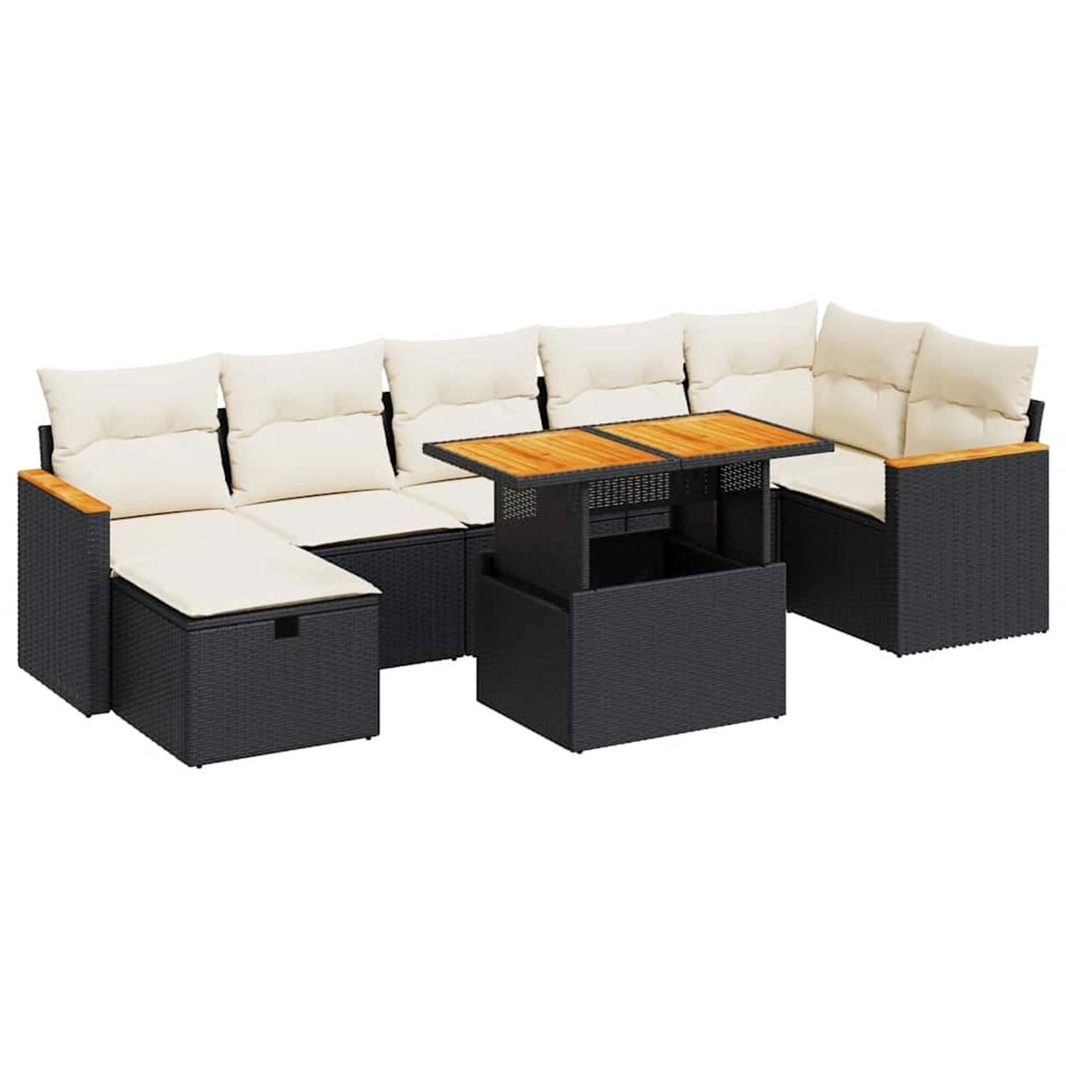 vidaXL 5-Tlg Garten-Sofagarnitur mit Kissen Schwarz Poly Rattan 3328120 günstig online kaufen