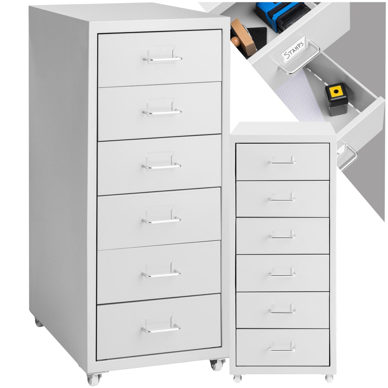 tectake Rollcontainer Rollschrank aus Metall 41x28x69cm, günstig online kaufen