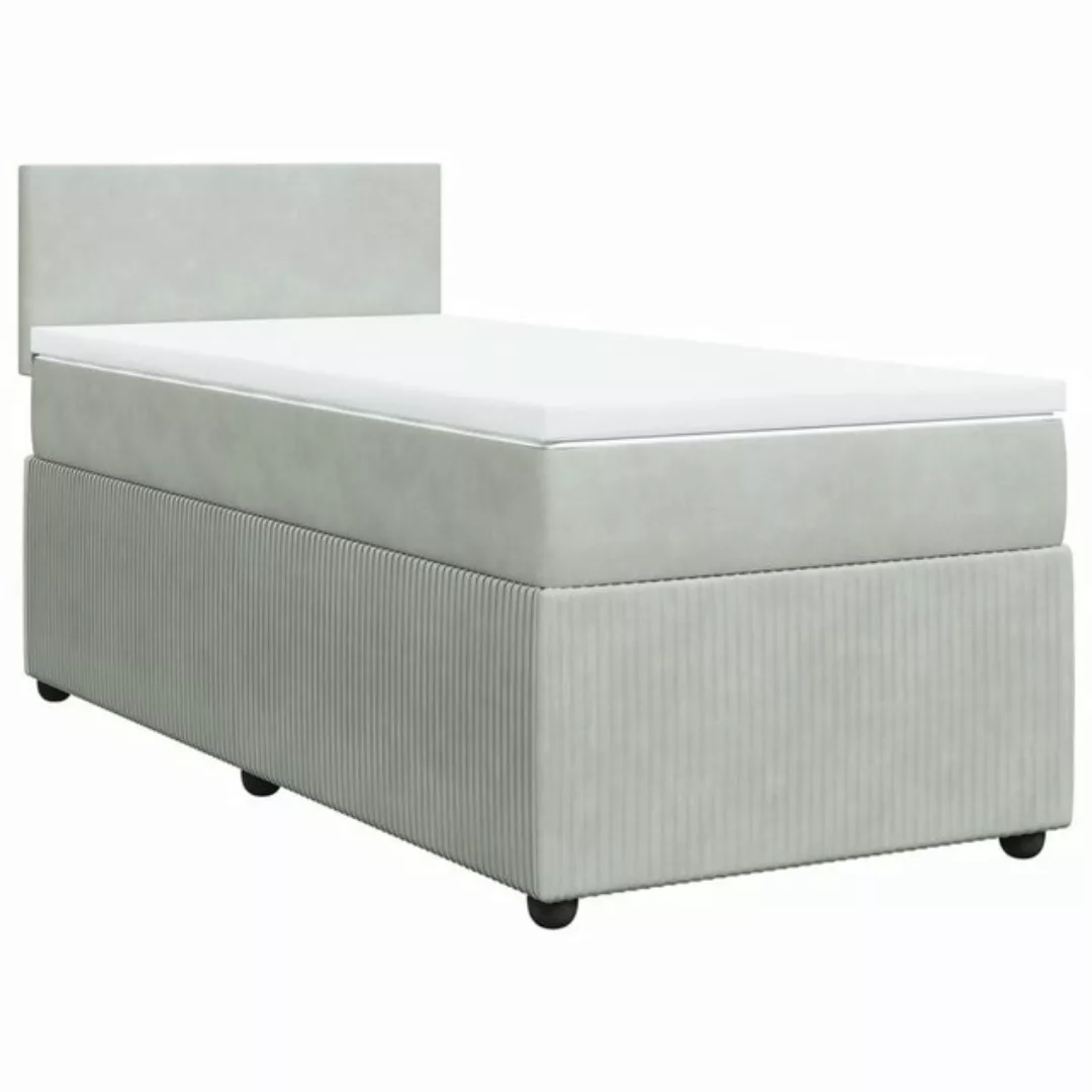 vidaXL Boxspringbett Boxspringbett mit Matratze Hellgrau 90x200 cm Samt Bet günstig online kaufen