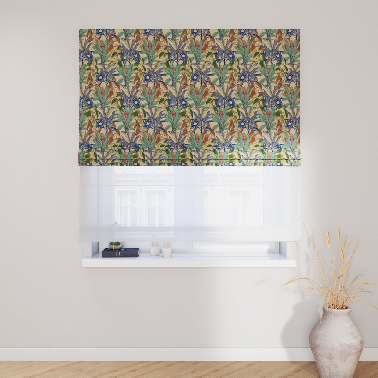Dekoria Doppelraffrollo Duo, grün- blau, 120 x 150 cm günstig online kaufen