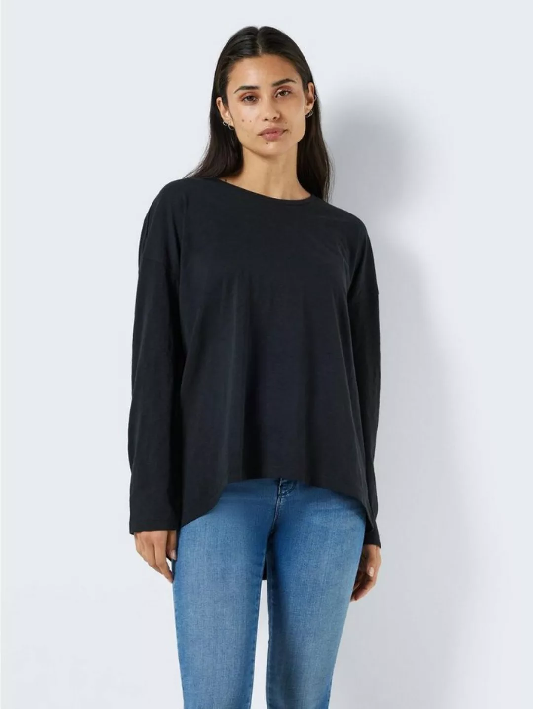 Noisy may Longpullover Lockeres Langarm Basic Shirt NMMATHILDE 5439 in Schw günstig online kaufen