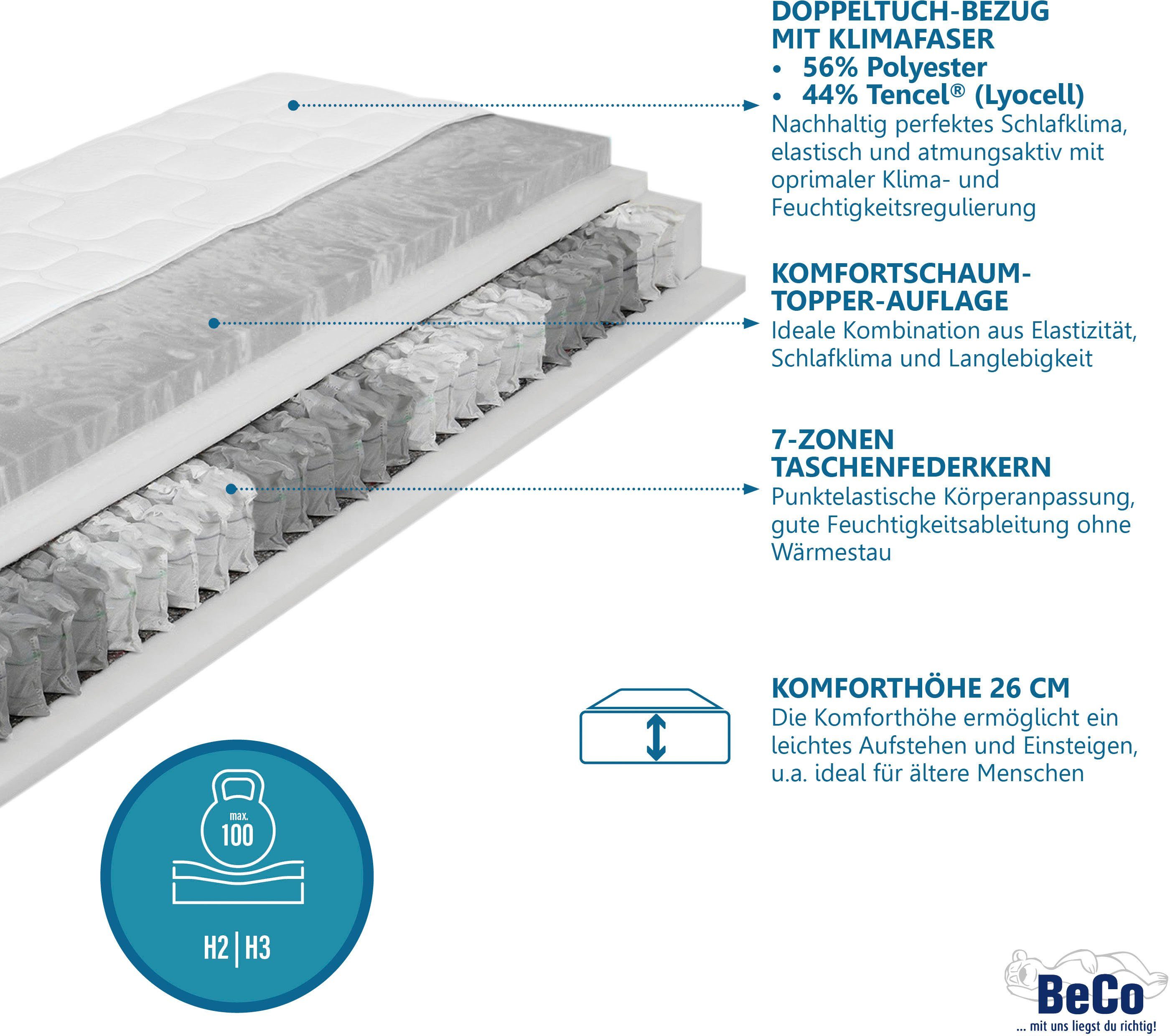 Beco Taschenfederkernmatratze "Royal Komfort KS, mit integriertem Topper", günstig online kaufen