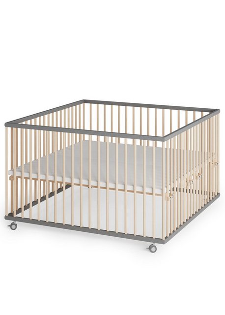 Sämann Babybett Laufgitter 120x120 cm grau/natur Premium Kollektion Laufsta günstig online kaufen