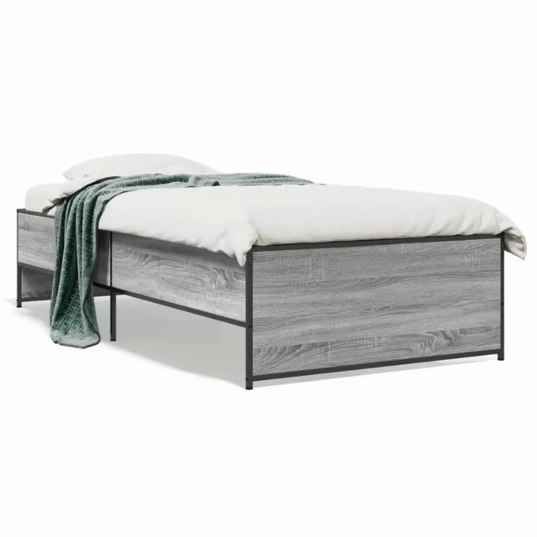 vidaXL Bett Bettgestell Braun Eichen-Optik 75x190 cm Holzwerkstoff Metall günstig online kaufen