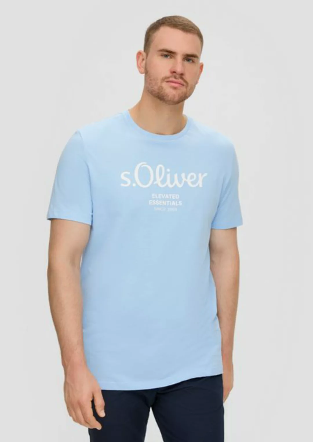 s.Oliver Kurzarmshirt T-Shirt aus Baumwolle mit Logo-Print Artwork günstig online kaufen