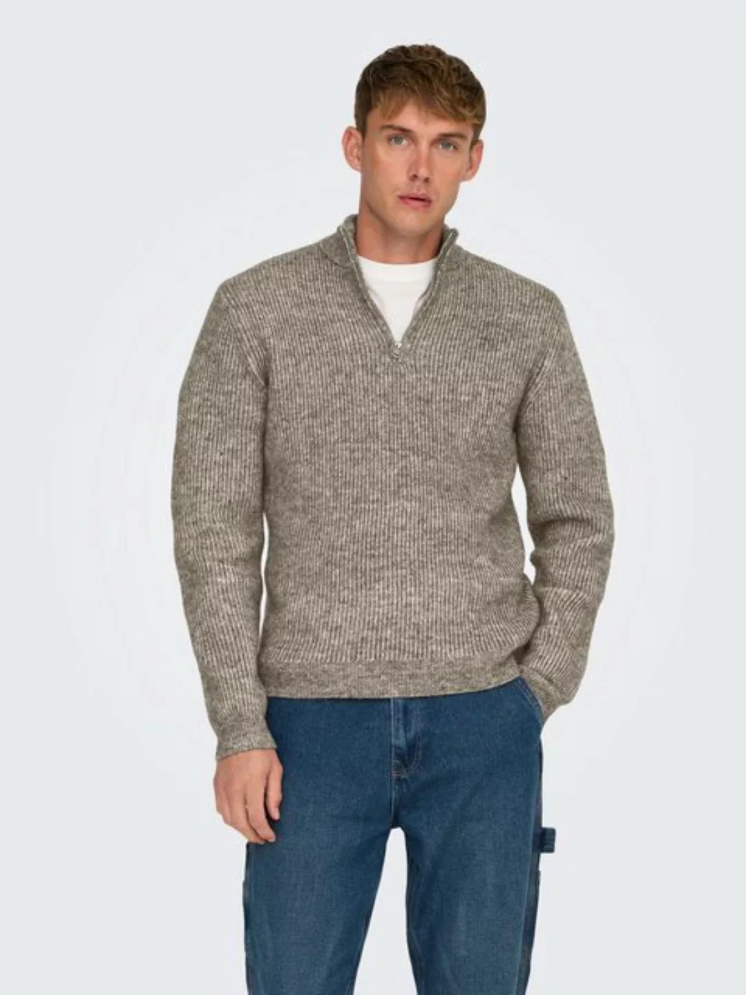 ONLY & SONS Troyer ONSTEGAN REG 5 WOOL HALF ZIP KNIT BF günstig online kaufen