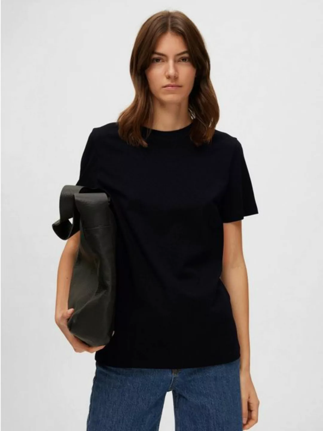 SELECTED FEMME T-Shirt Dünnes Basic Kurzarm Shirt SLFMYESSENTIAL 6075 in Sc günstig online kaufen