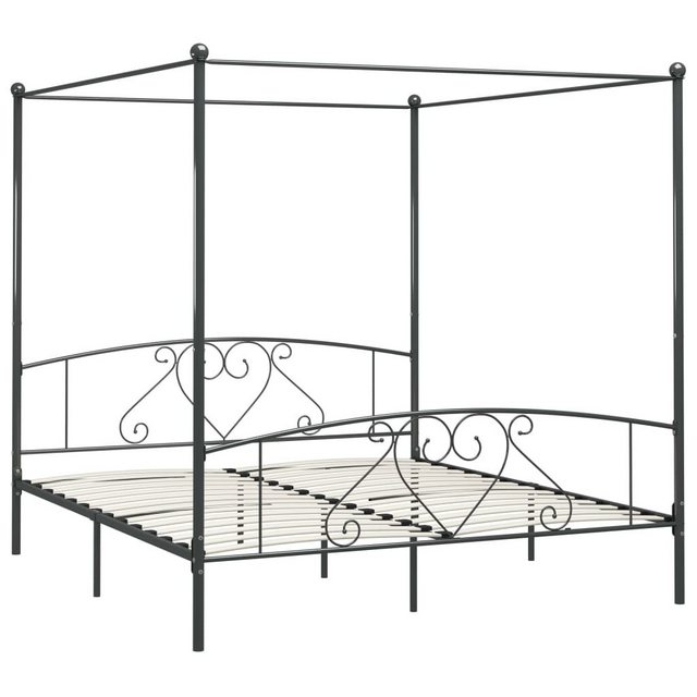 furnicato Bettgestell Himmelbett-Gestell Grau Metall 180 x 200 cm (1-tlg) günstig online kaufen