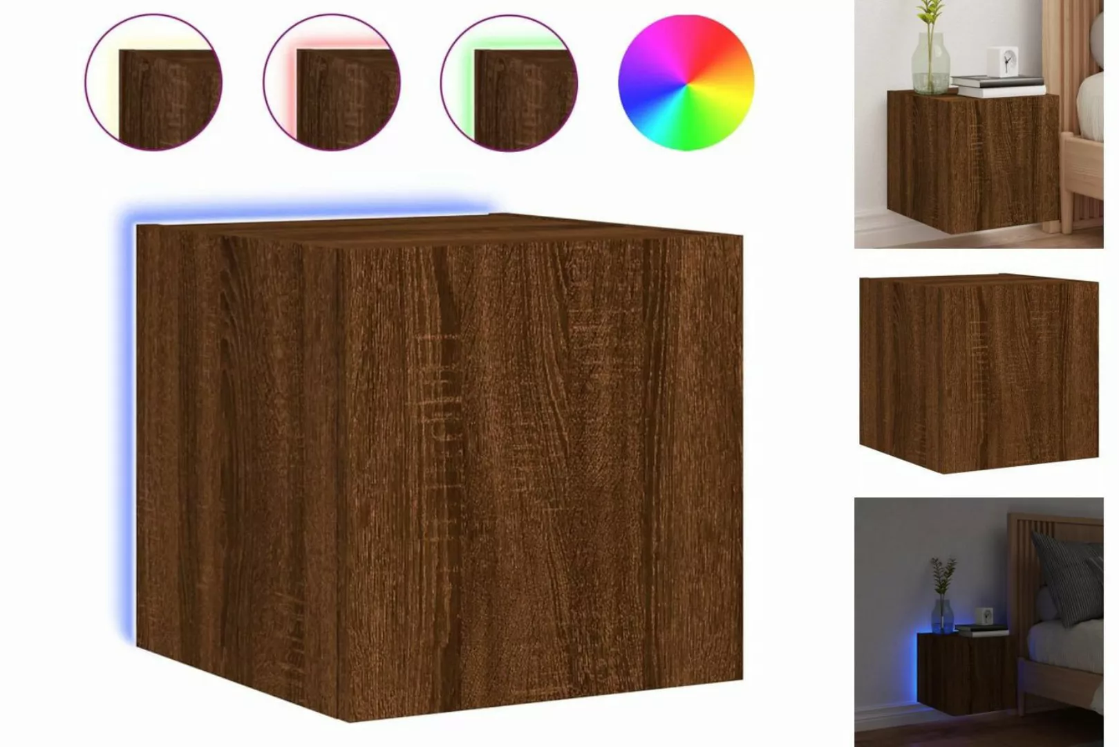 vidaXL Hängeschrank Hängeschrank Wandschrank mit LED-Leuchten Braun Eichen- günstig online kaufen