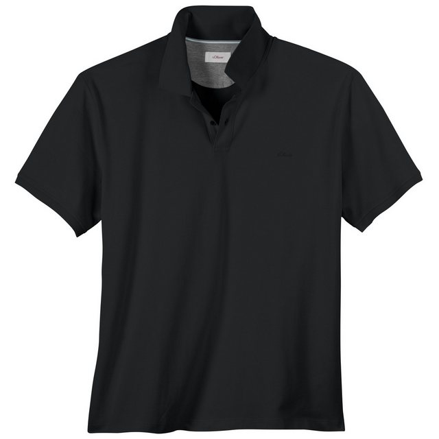 s.Oliver Rundhalsshirt s.Oliver Übergrößen Basic Stretch-Poloshirt schwarz günstig online kaufen