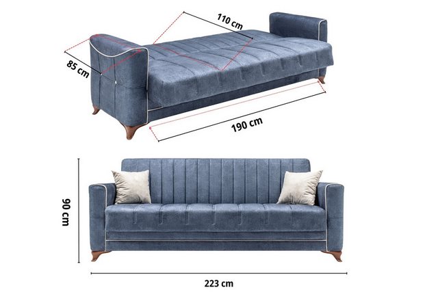 gowoll 3-Sitzer Sofa Bed mit Schlaffunktion und Stauraum Schlafsessel Gäste günstig online kaufen