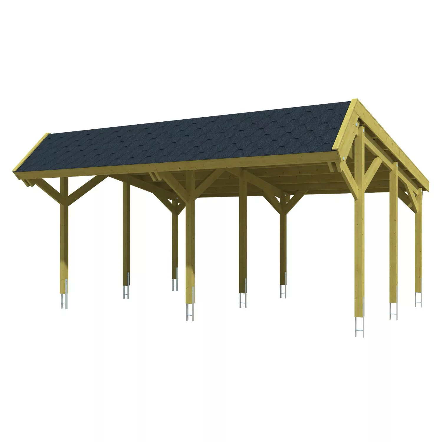 Skan Holz Carport Harz mit schwarzen Schindeln 624 x 560 cm Grün günstig online kaufen