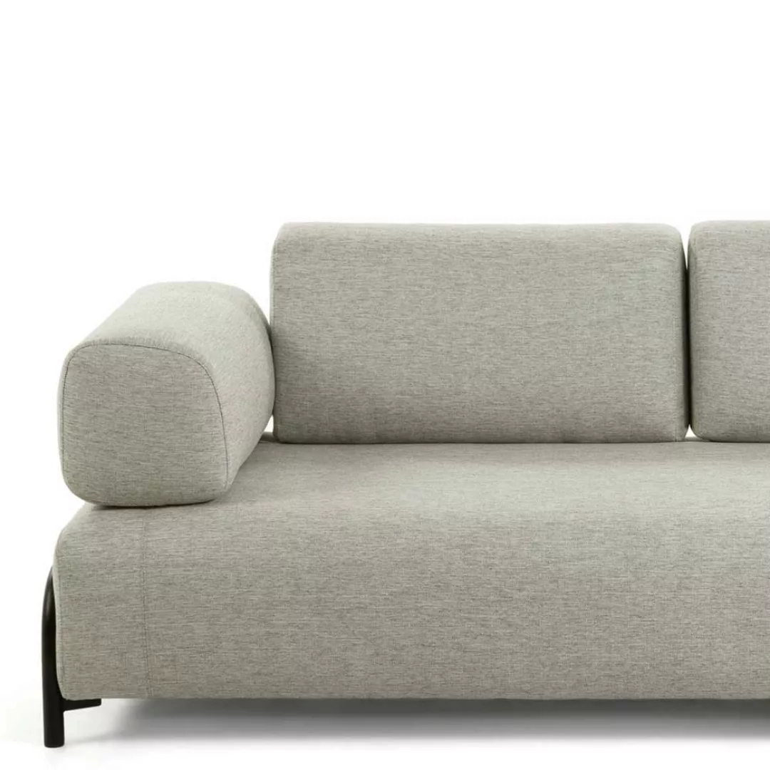 Zweisitzer Sofa in Beige Stoff Armlehnen günstig online kaufen
