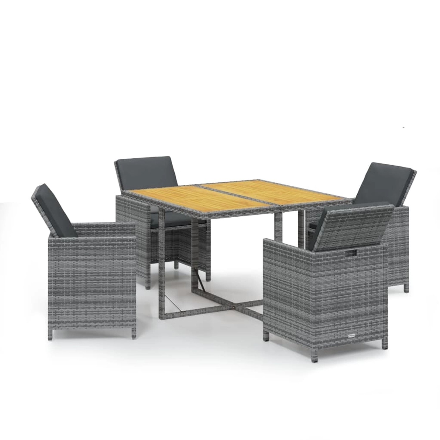 vidaXL 5-Tlg Garten-Essgruppe mit Kissen Poly Rattan Grau 3095524 günstig online kaufen