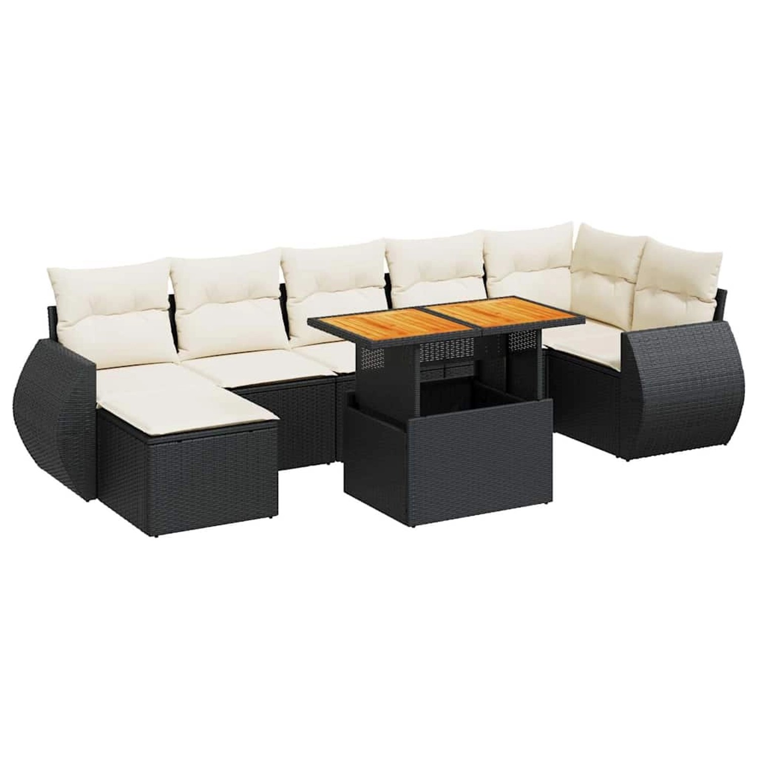 vidaXL 8-Tlg Garten-Sofagarnitur mit Kissen Schwarz Poly Rattan 3327290 günstig online kaufen