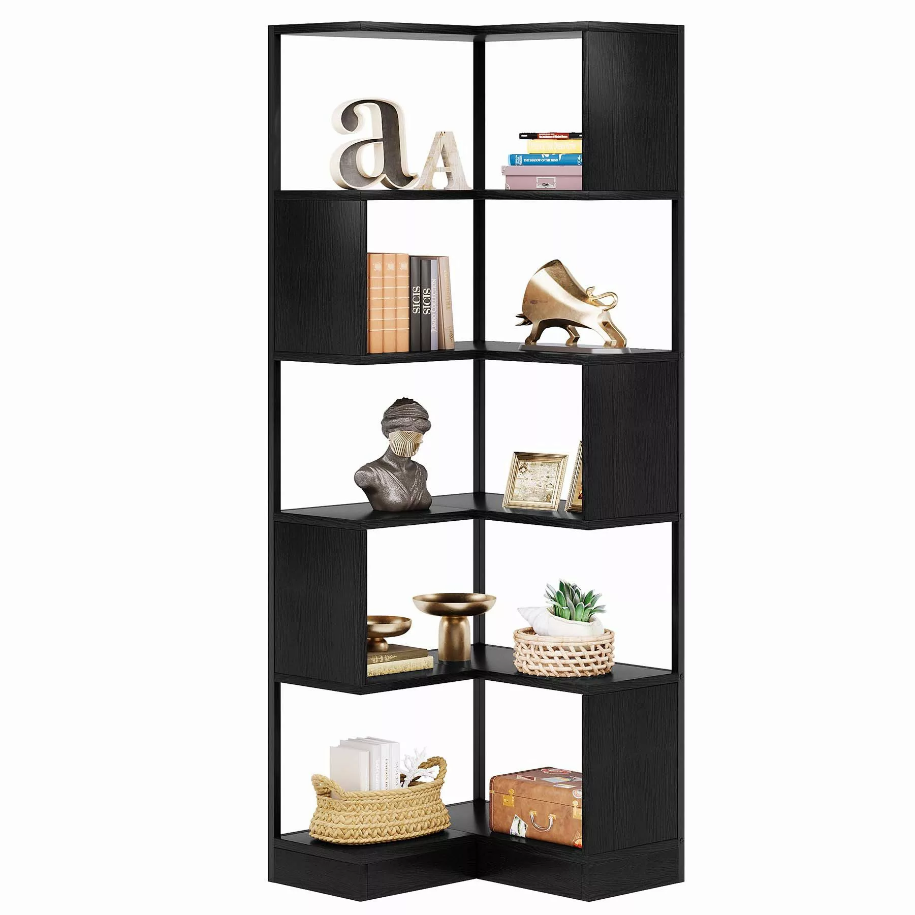Tribesigns Eckregal 6-Tier Floor Standing Bücherregal, günstig online kaufen