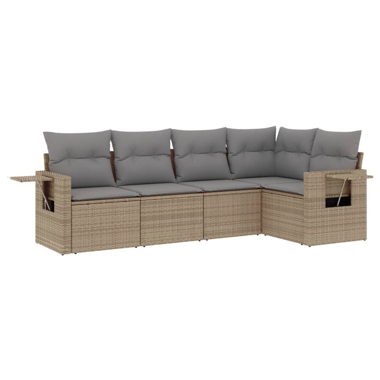 vidaXL 5-Tlg Garten-Sofagarnitur mit Kissen Beige Poly Rattan 3252466 günstig online kaufen