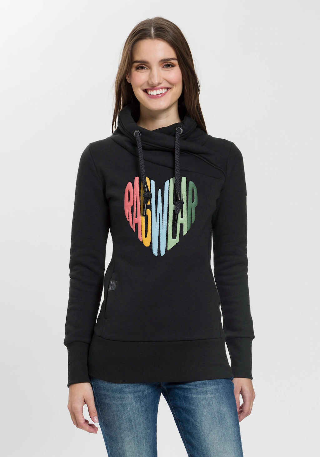 Ragwear Sweater "NESKA LOVE O", mit asymetrischem Schalkragen im Rainbow Pr günstig online kaufen