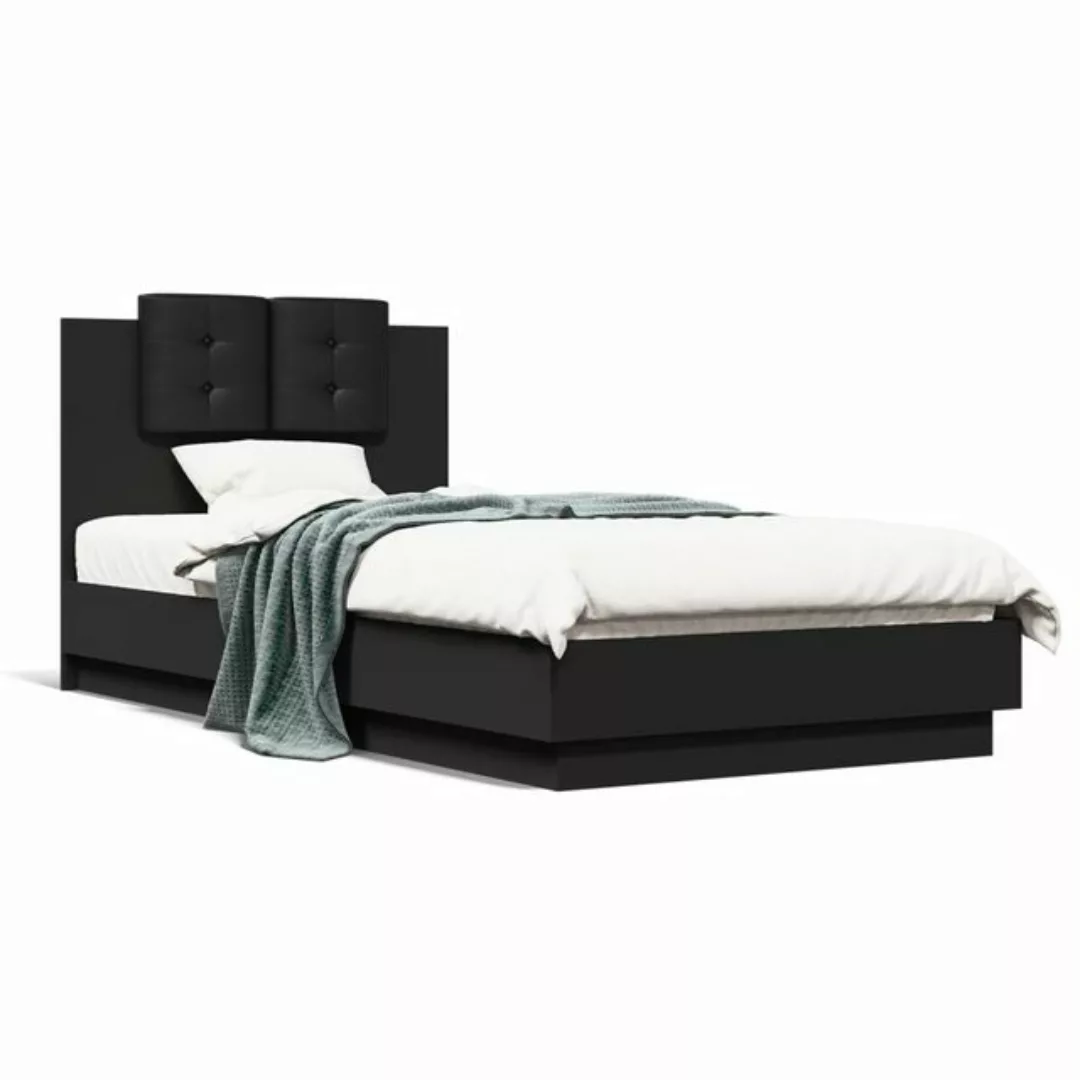 furnicato Bettgestell mit Kopfteil Schwarz 75x190 cm Holzwerkstoff (1-tlg) günstig online kaufen