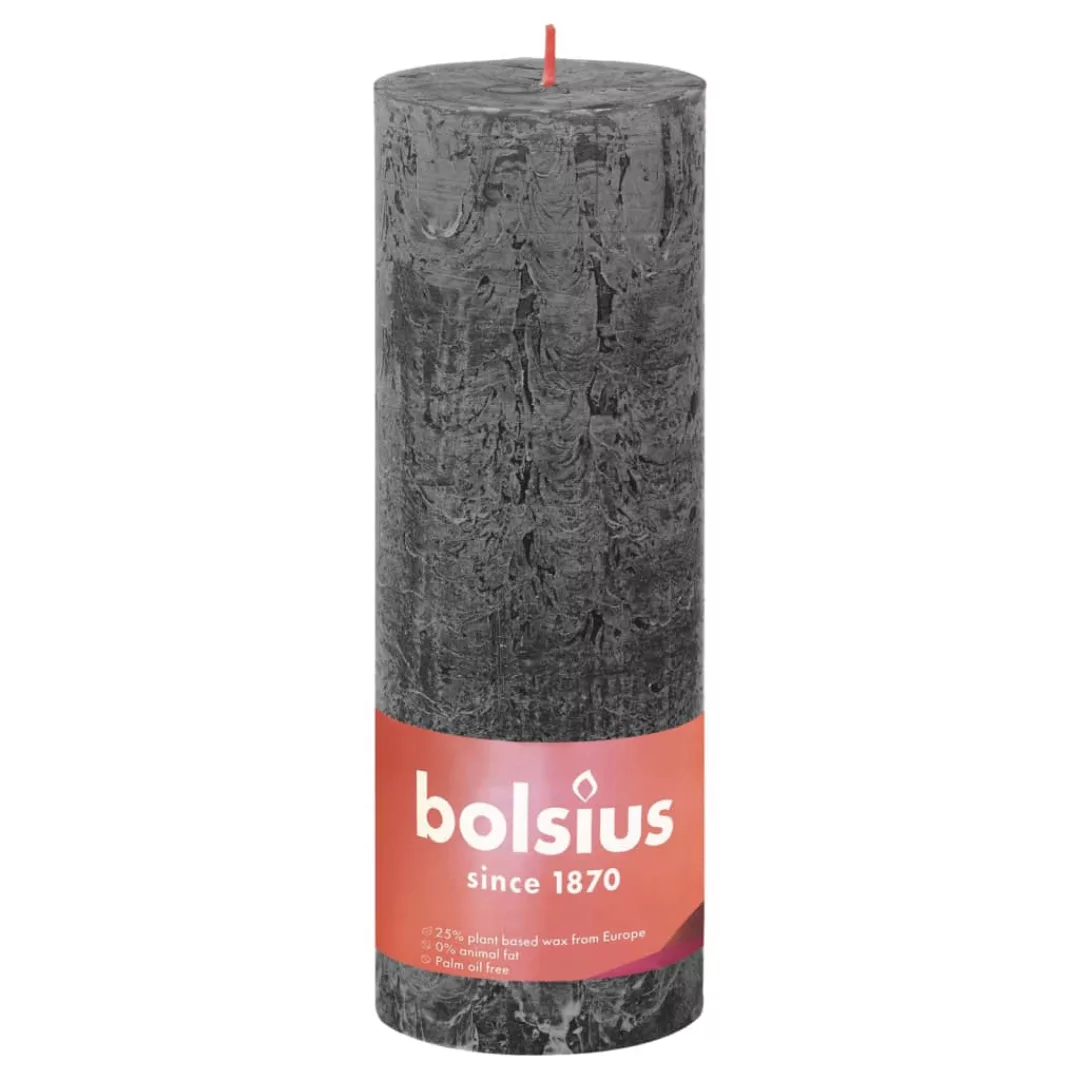Bolsius Rustikale Stumpenkerzen Shine 4 Stk. 190x68 Mm Sturmgrau günstig online kaufen