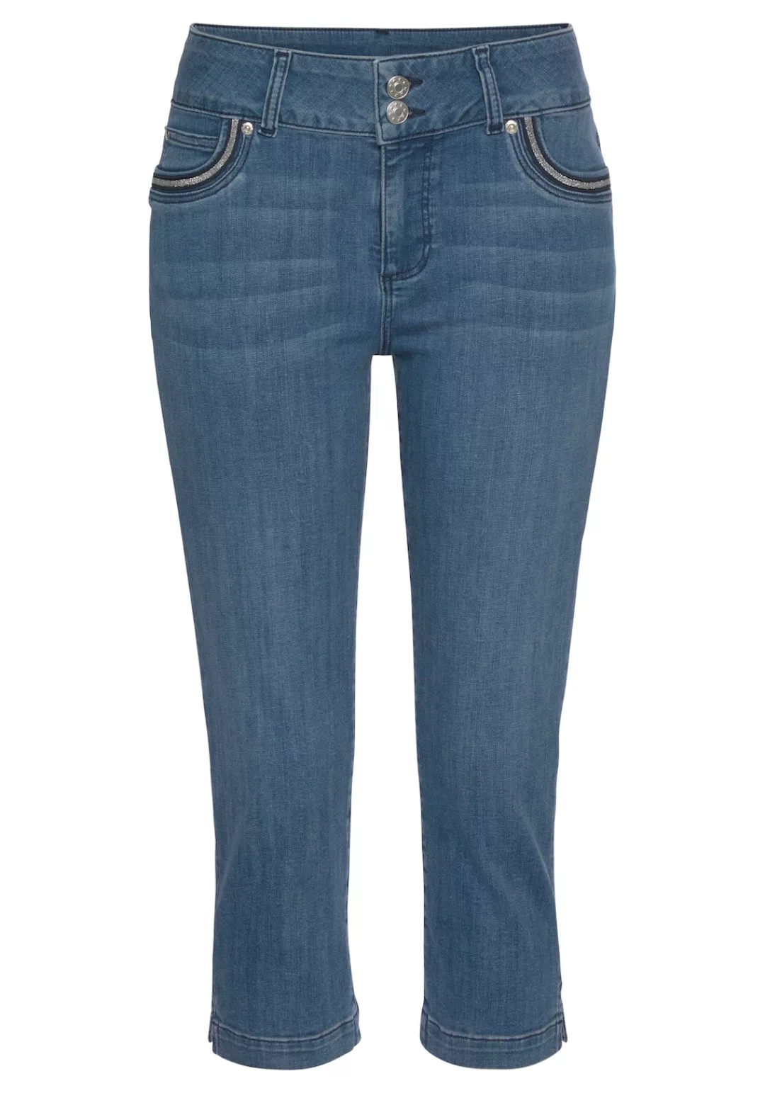 LASCANA Caprijeans mit verzierten Taschen, elastische 7/8-Jeans aus Baumwol günstig online kaufen