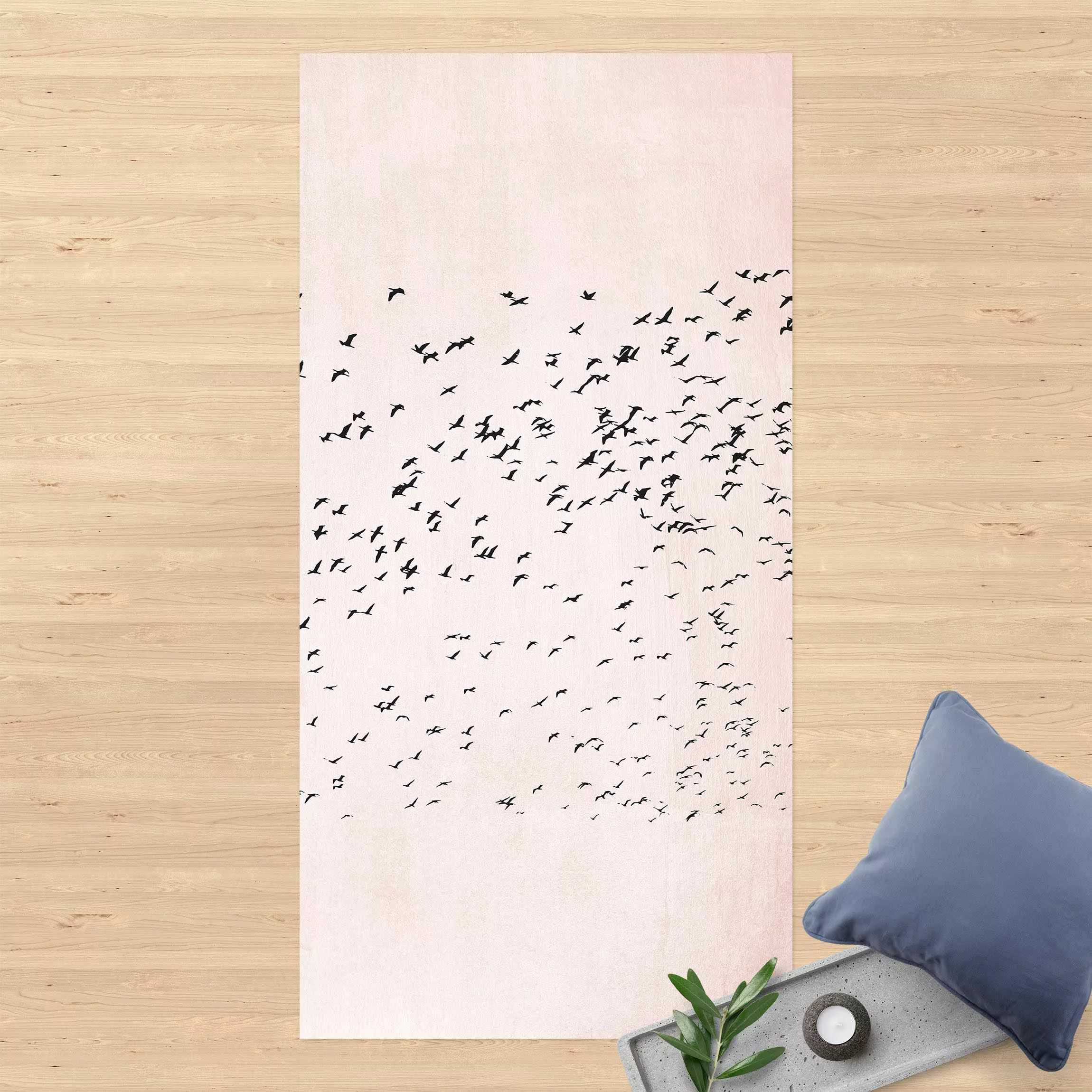 Vinyl-Teppich Vogelschwarm im Sonnenuntergang günstig online kaufen