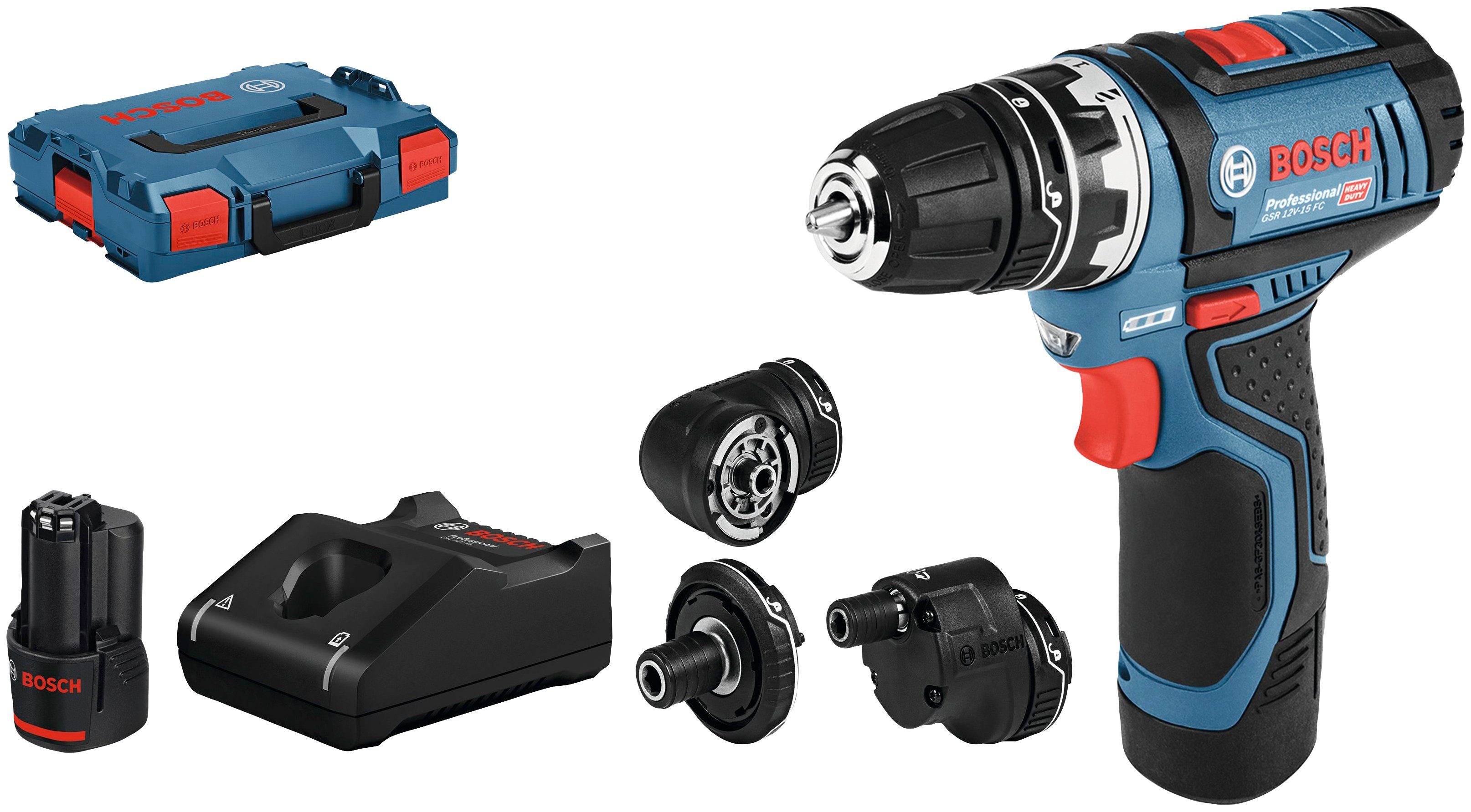Bosch Professional Akku-Bohrschrauber GSR 12V-15 FC mit 2x2Ah, Zubehör in L günstig online kaufen