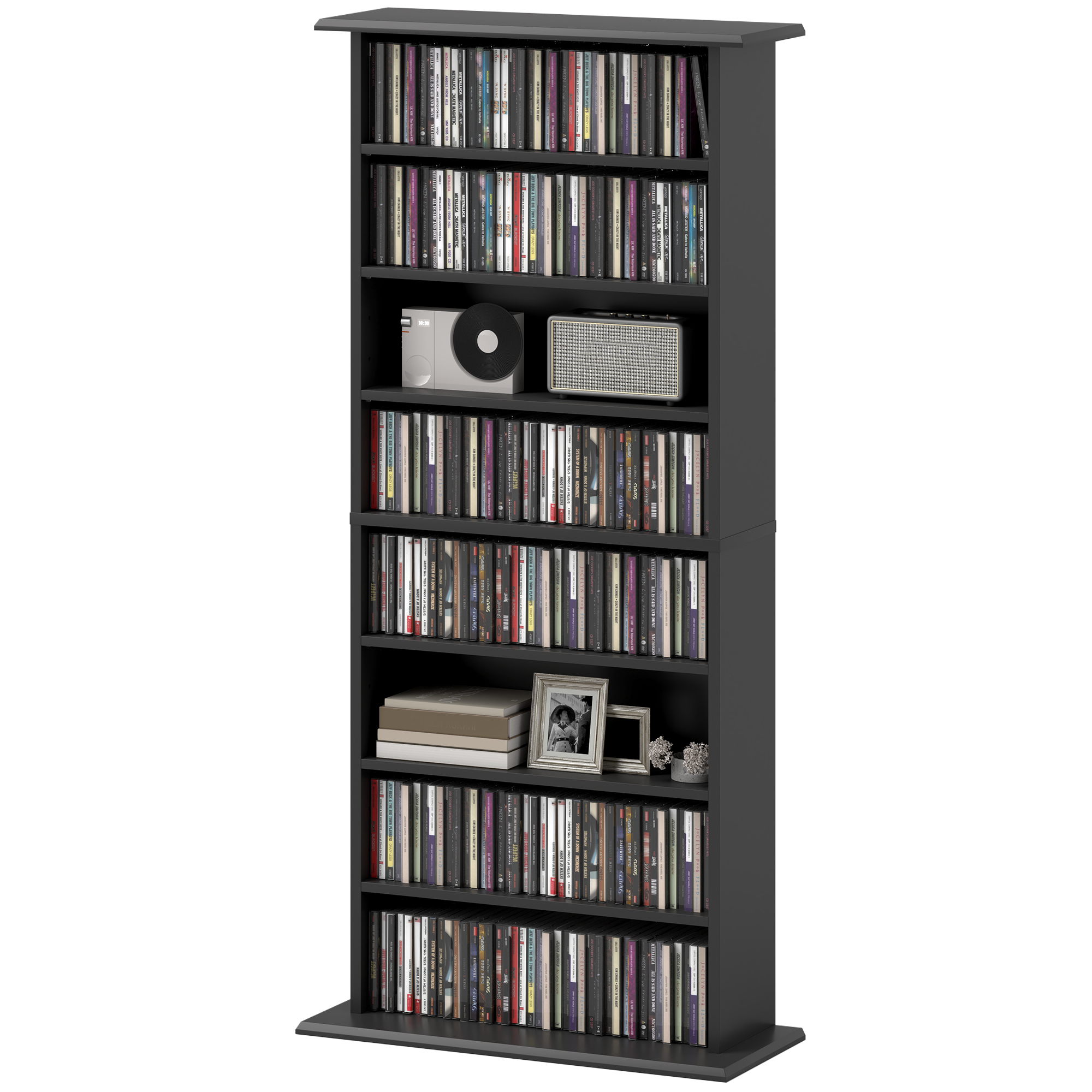HOMCOM Modernes CD-Regal mit 8 Fächern für 360 CDs, Spanplatte, 58x24x124,5 günstig online kaufen