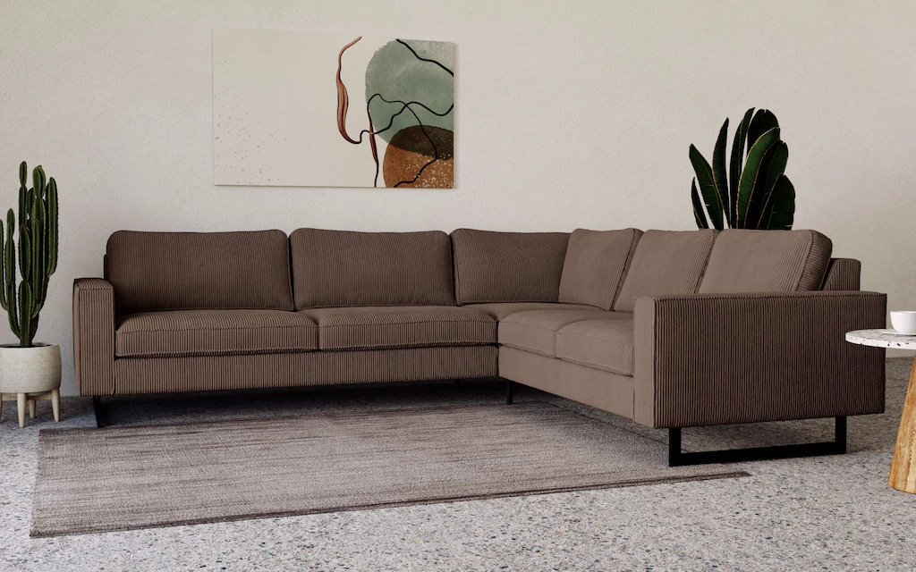 Places of Style Ecksofa "Pinto, 250/290 cm, langer Schenkel, XXL, Ottomane" günstig online kaufen