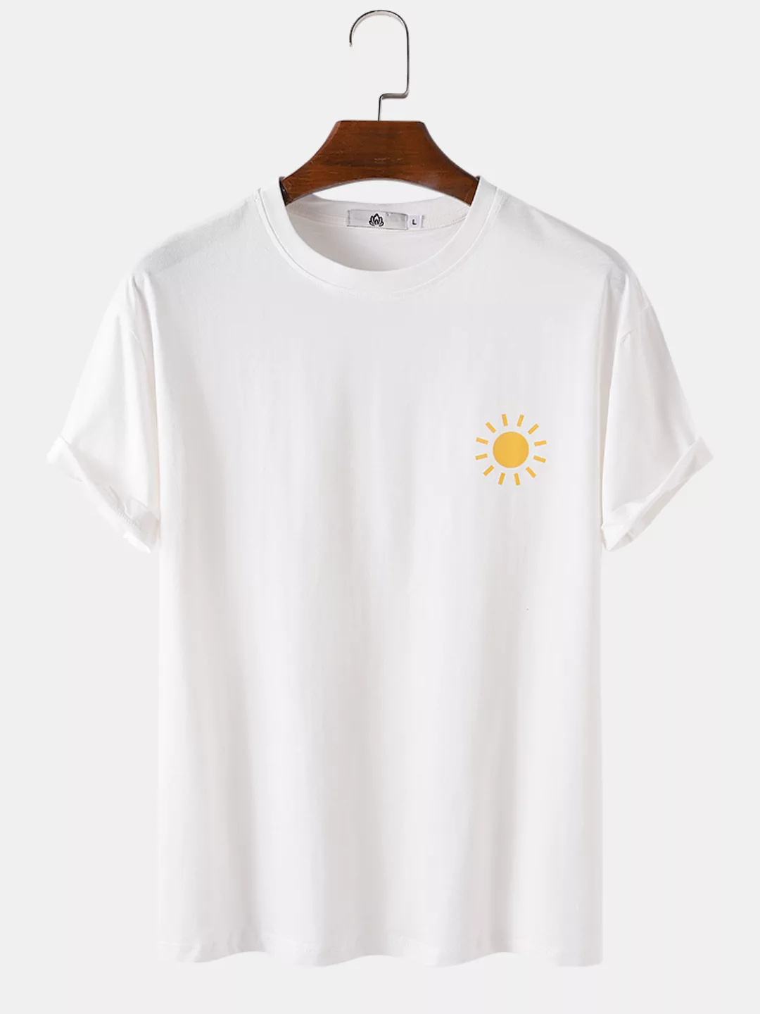 Herren Baumwolle Wetterdruck einfarbig lose lässige O-Neck T-Shirts günstig online kaufen