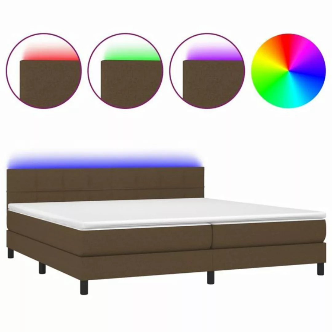 vidaXL Boxspringbett Boxspringbett mit Matratze LED Dunkelbraun 200x200 cm günstig online kaufen