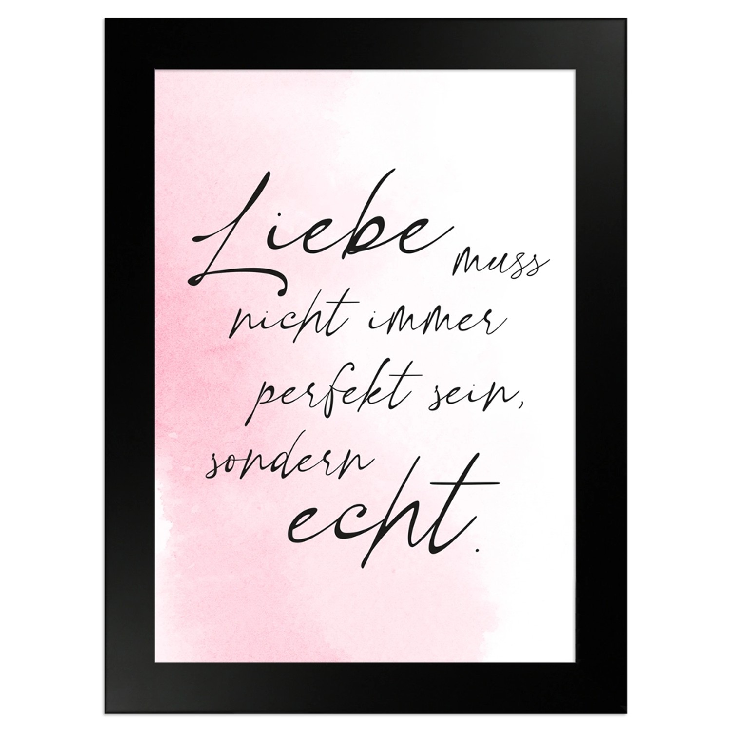 WANDStyle Gerahmtes Poster mit Spruch Liebe Echt in Rosa 13 x 18 cm günstig online kaufen