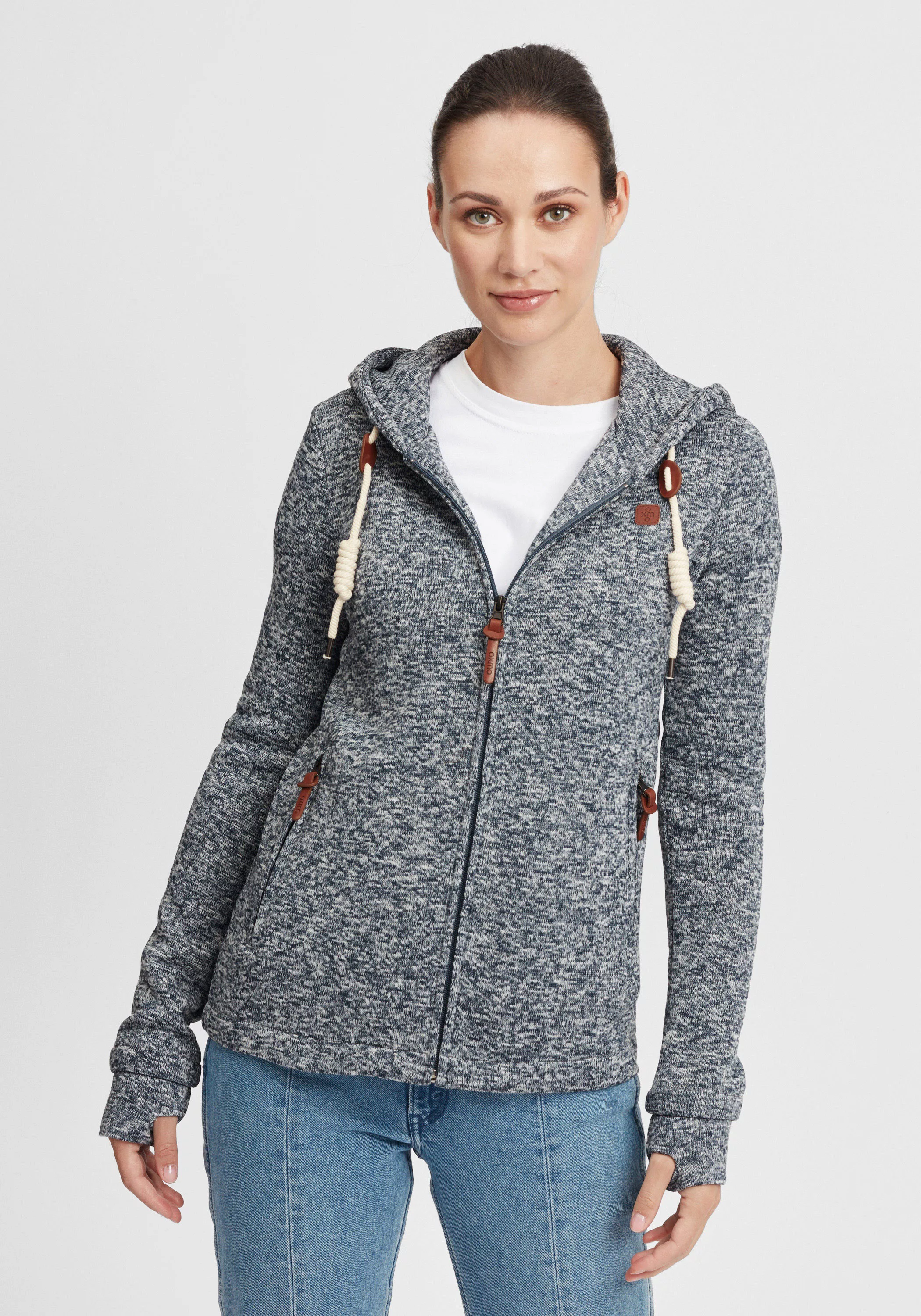 OXMO Strickfleecejacke "Strickfleecejacke OXThory", mit Kapuze günstig online kaufen