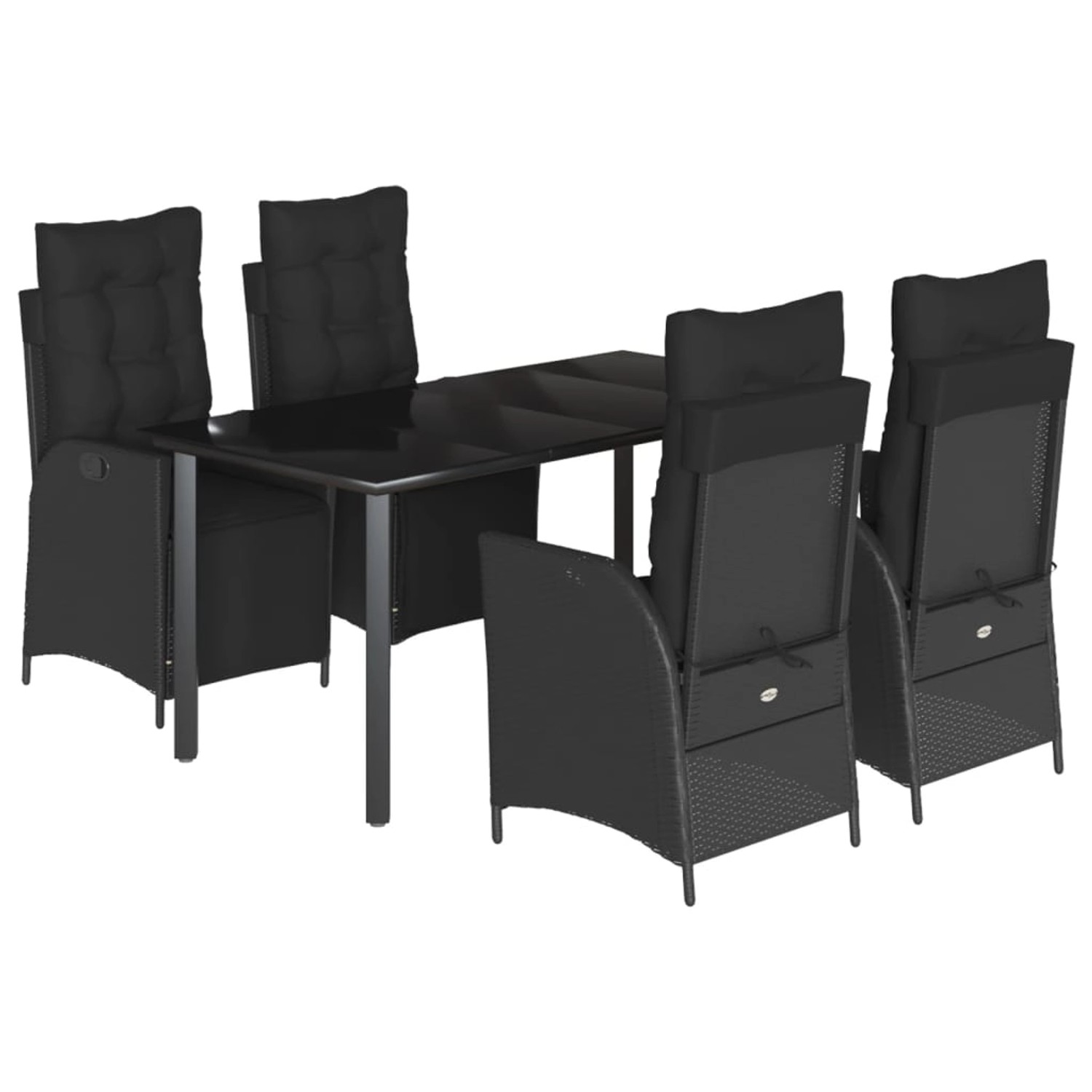 vidaXL 5-Tlg Garten-Essgruppe mit Kissen Schwarz Poly Rattan 3213402 günstig online kaufen