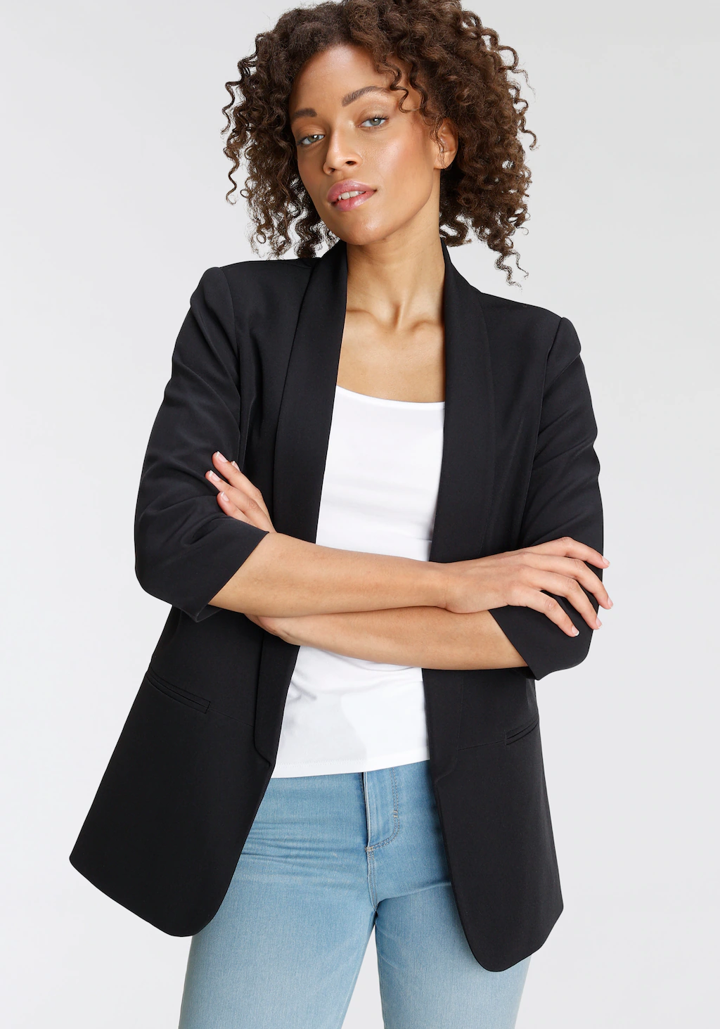 ONLY Kurzblazer "ONLELLA – Femininer Blazer mit 3/4-Ärmeln und Raffung", re günstig online kaufen