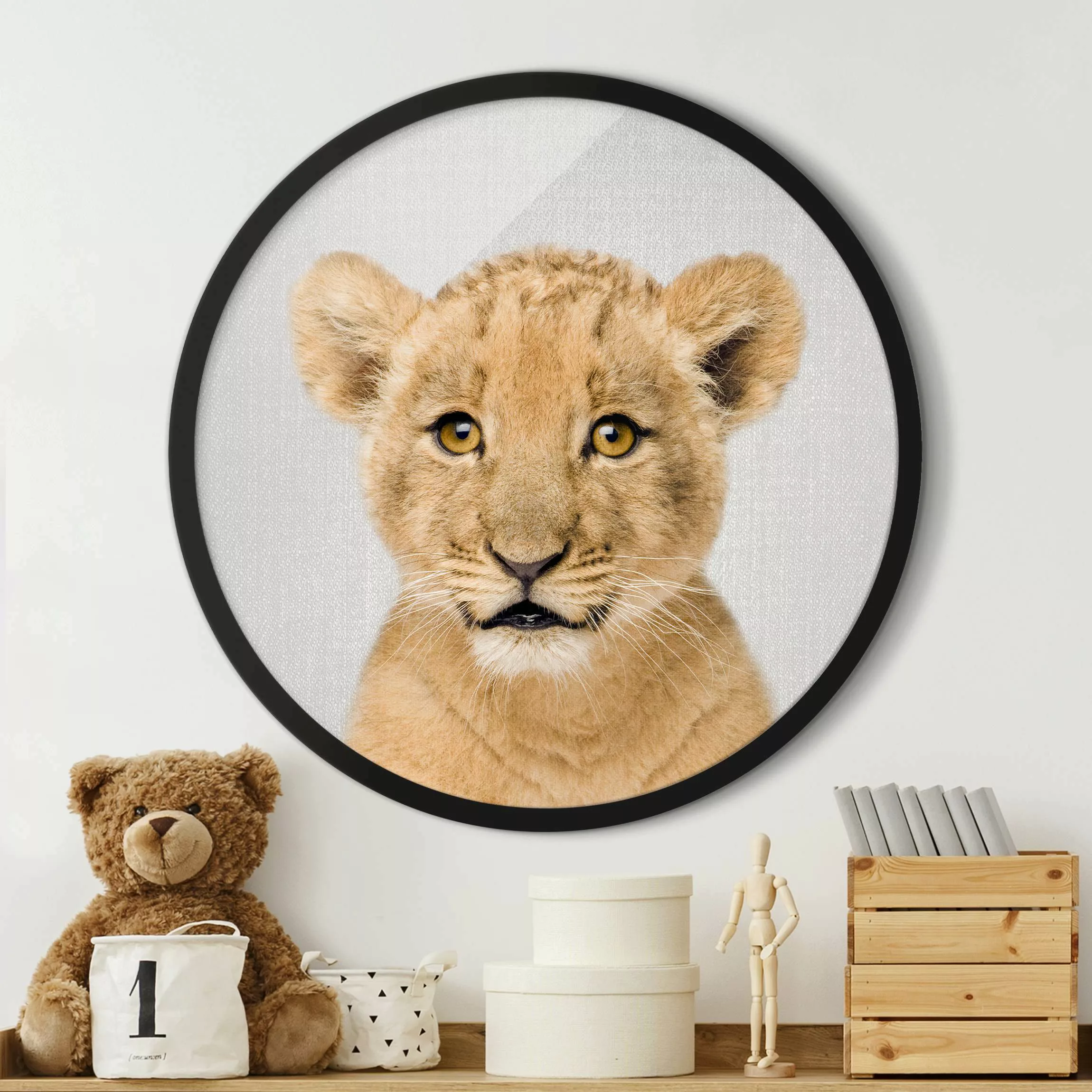 Rundes Gerahmtes Bild Baby Löwe Luca günstig online kaufen