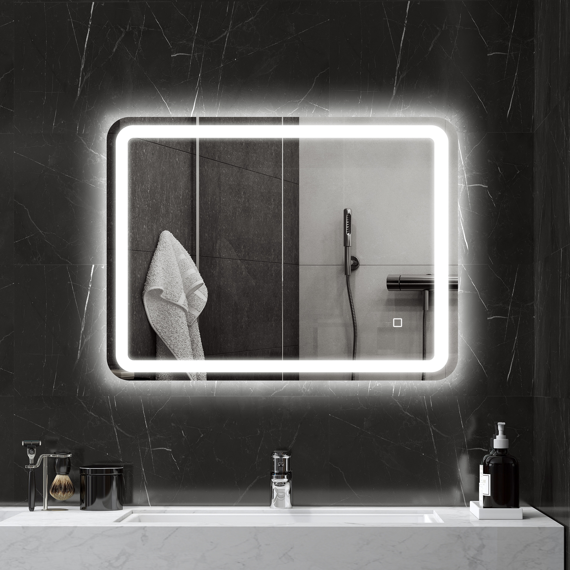 HOMCOM Badspiegel, 60 x 80 cm LED Spiegel mit Touch-Schalter, Memory-Funkti günstig online kaufen
