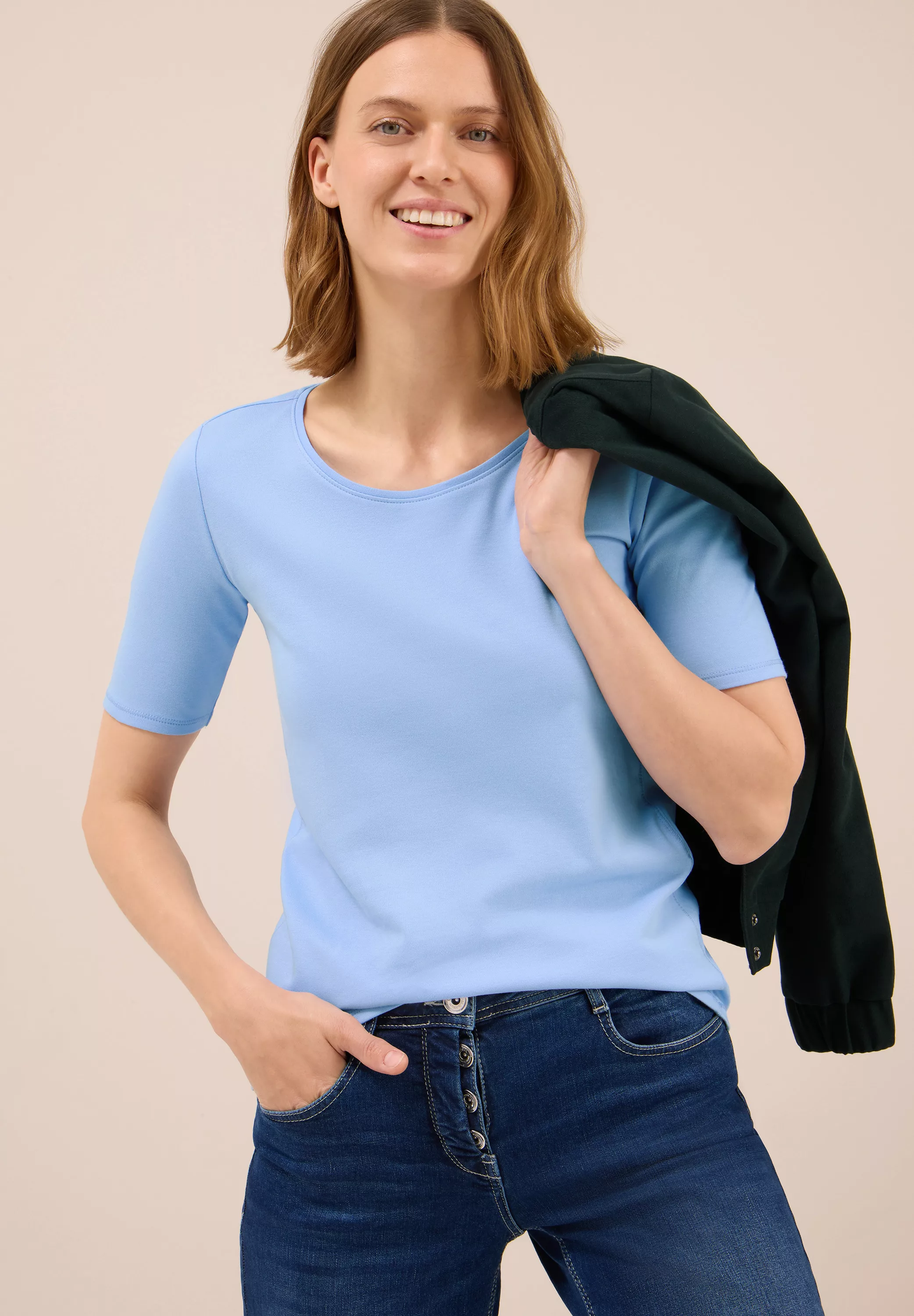 Cecil Rundhalsshirt "Style Lena", mit Halbärmeln günstig online kaufen