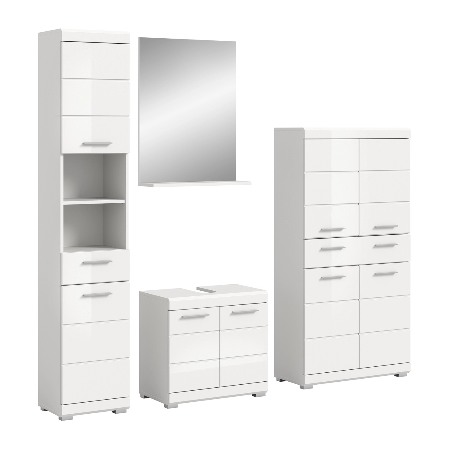 Badmöbel-Set SCHLOONSEE  4 teilig  bestehend aus: Hochschrank  Waschbeckenu günstig online kaufen