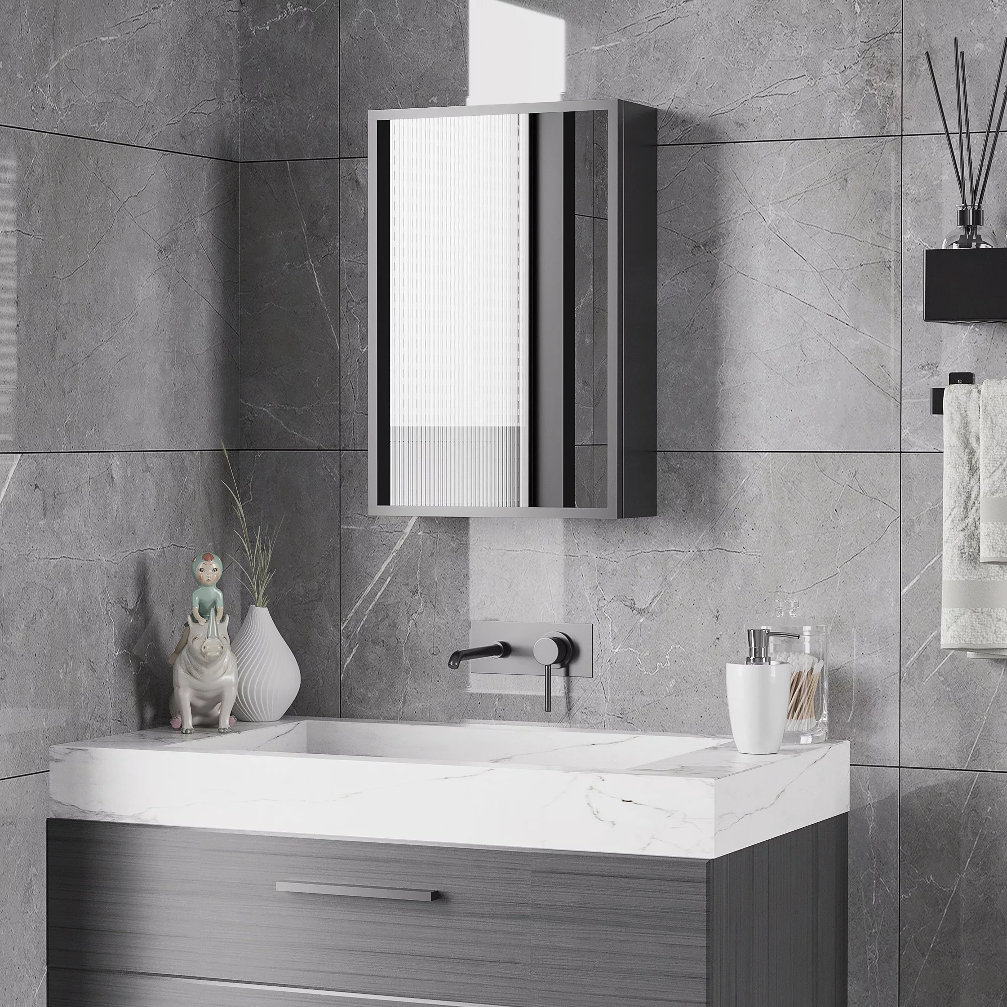 kleankin Spiegelschrank Hängeschrank mit Spiegel Wandschrank Badspiegelschr günstig online kaufen