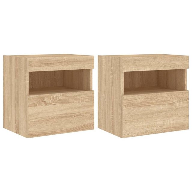 vidaXL Hängeschrank Wandschränke mit LED Leuchten 2 Stk Sonoma Eiche 40x30x günstig online kaufen