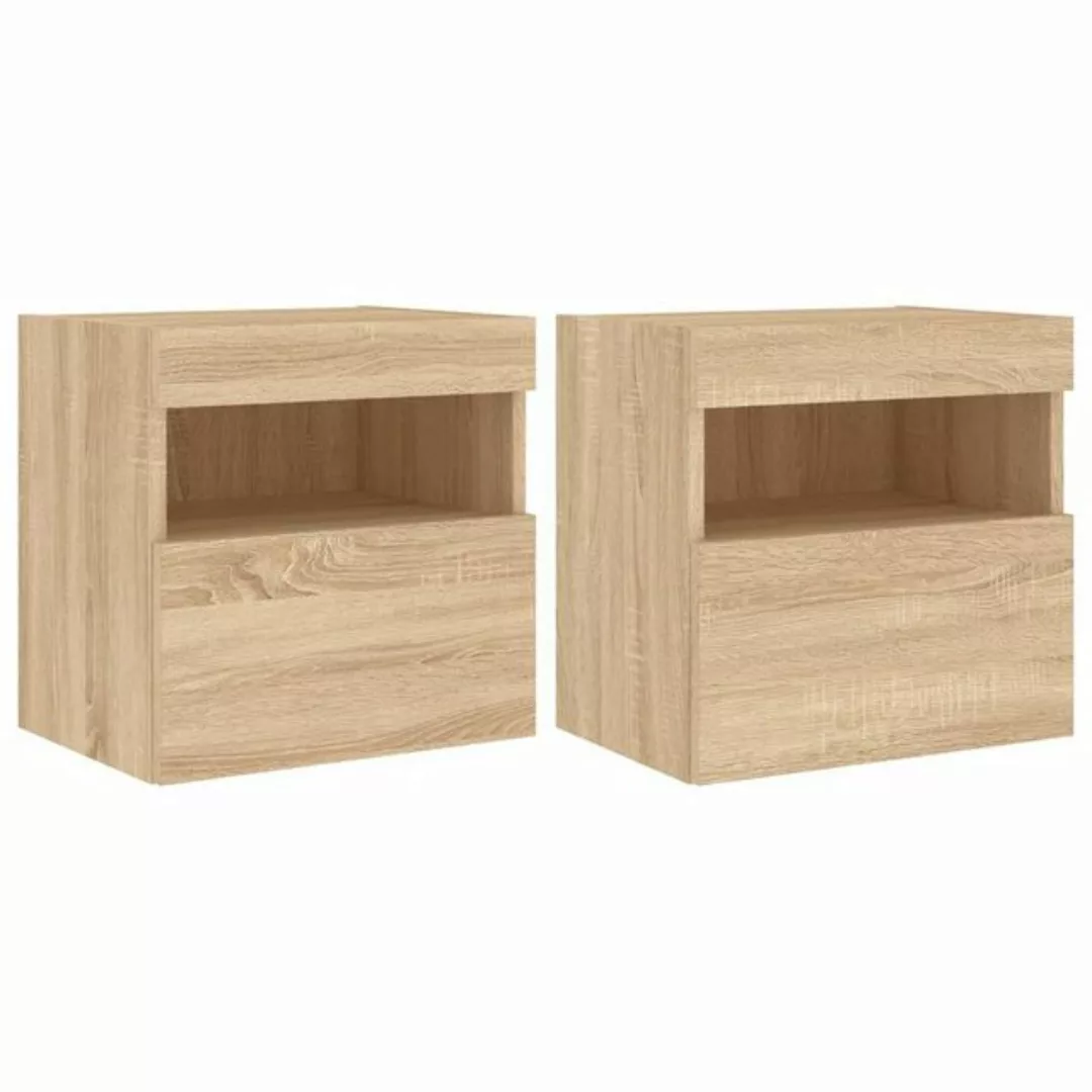 vidaXL Hängeschrank Wandschränke mit LED Leuchten 2 Stk Sonoma Eiche 40x30x günstig online kaufen