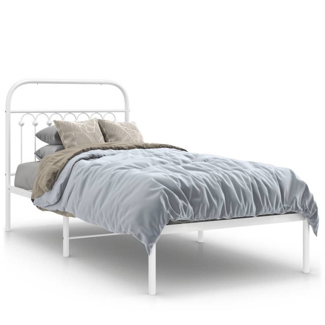 vidaXL Bett, Bettgestell mit Kopfteil Metall Weiß 90x190 cm günstig online kaufen