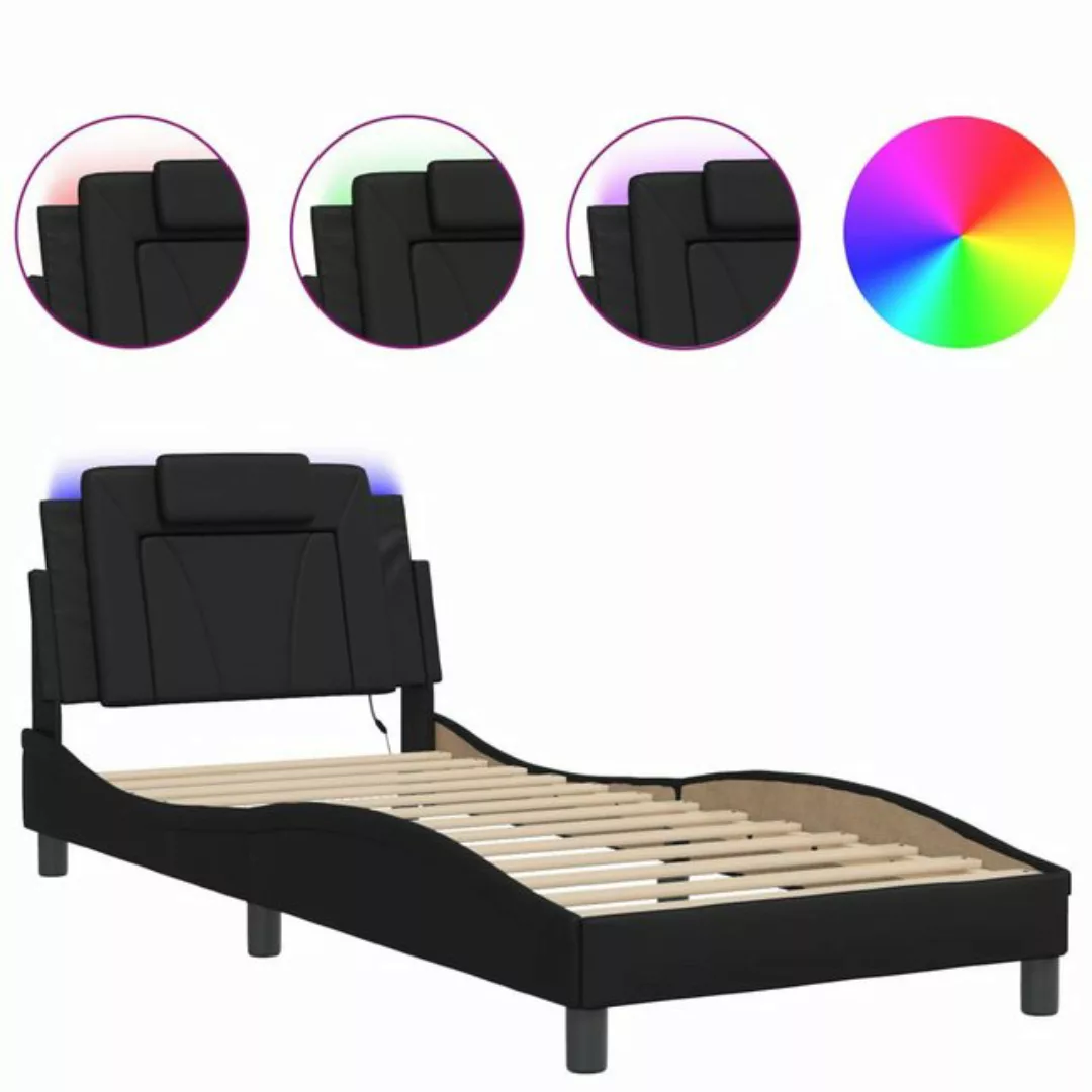 vidaXL Bett Bettgestell mit LED Schwarz 80x200 cm Kunstleder günstig online kaufen