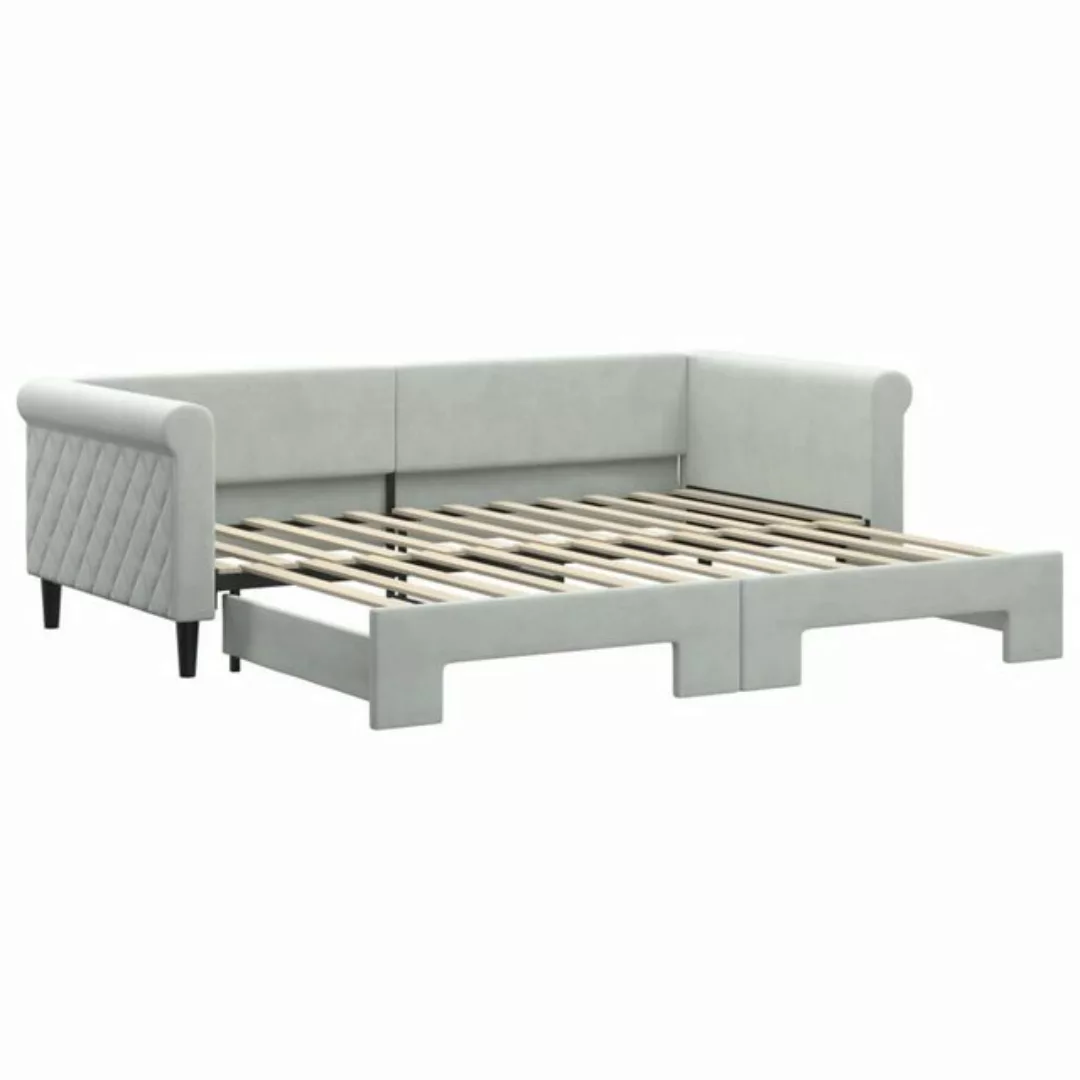 furnicato Bett Tagesbett Ausziehbar Hellgrau 90x200 cm Samt (1-tlg) günstig online kaufen