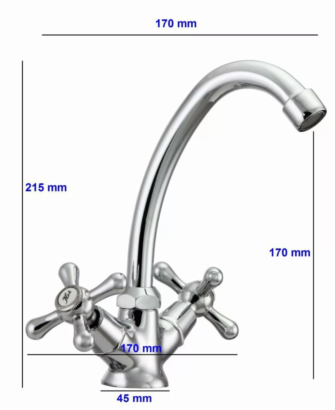 Hydroland Waschtischarmatur Retro Zweigriff Waschbeckenarmatur, Bad günstig online kaufen