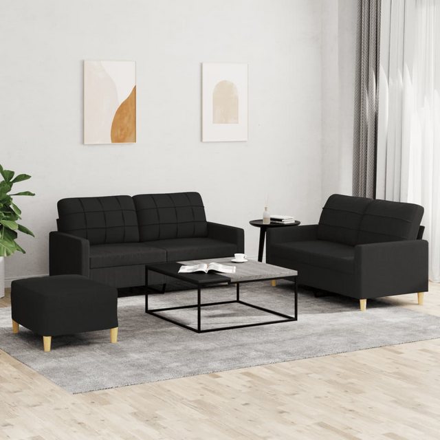 vidaXL Sofa 3-tlg. Sofagarnitur mit Kissen Weinrot Stoff günstig online kaufen