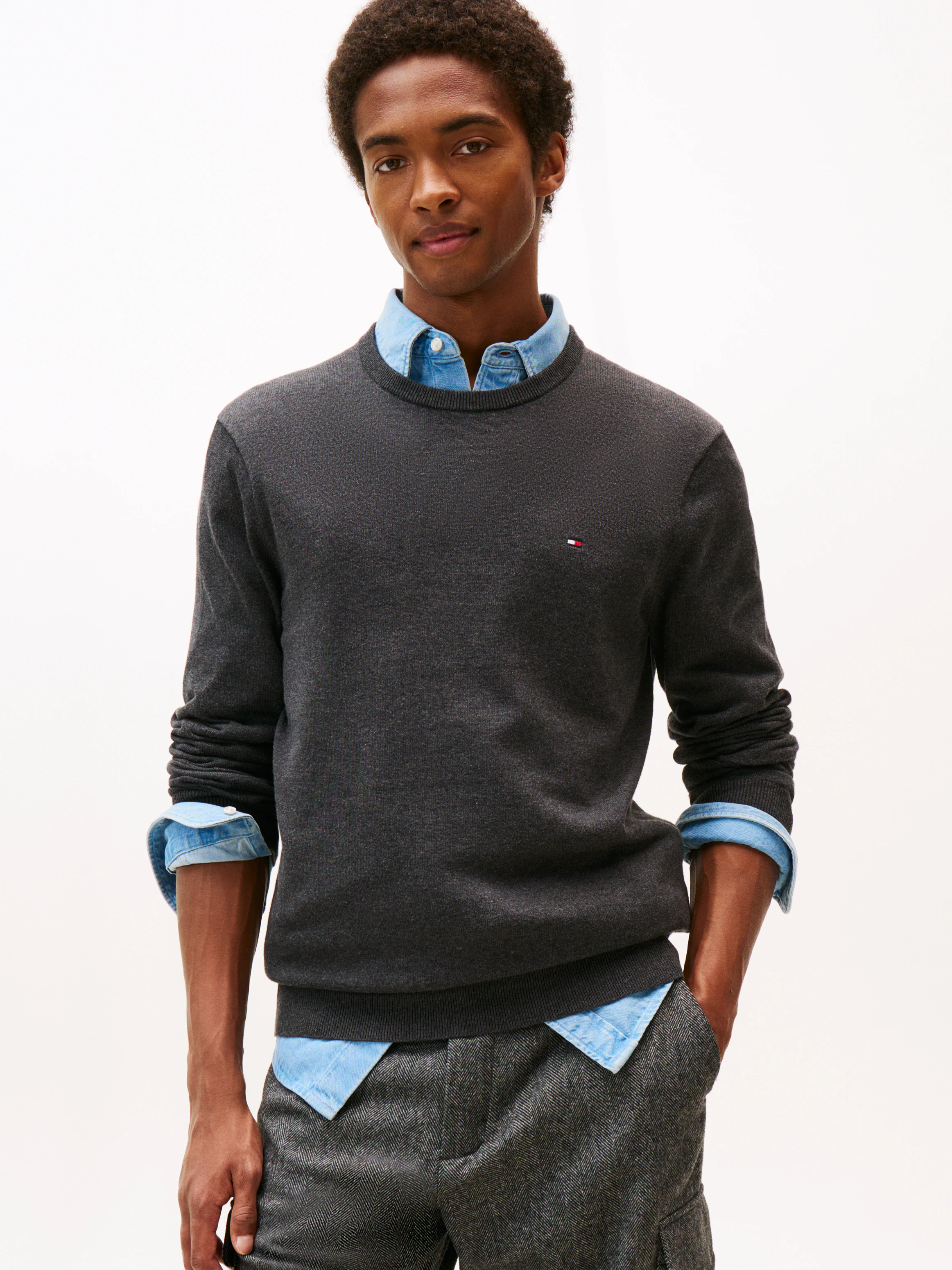 Tommy Hilfiger Rundhalspullover "ESSENTIAL COTTON CREW NECK", 100% Baumwoll günstig online kaufen